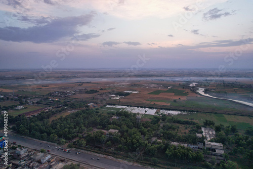 Beautiful Aerial view of Kala Shah Kako Village Punjab Pakistan photo