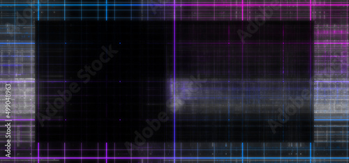 Abstract glitch art grid border background image.