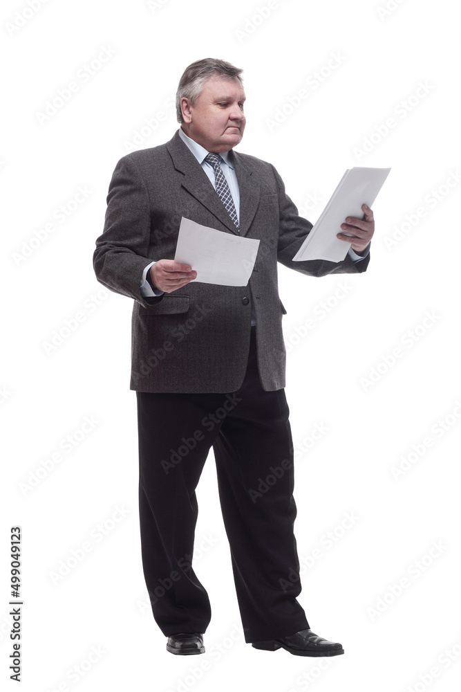 business man with a stack of business documents . business man with a stack of business documents .