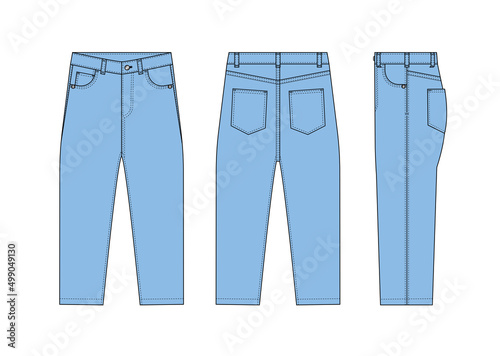 Loose jeans pants vector template illustration | blue