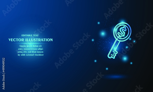 Glow money key on blue abstract background simple blue background Starlight background