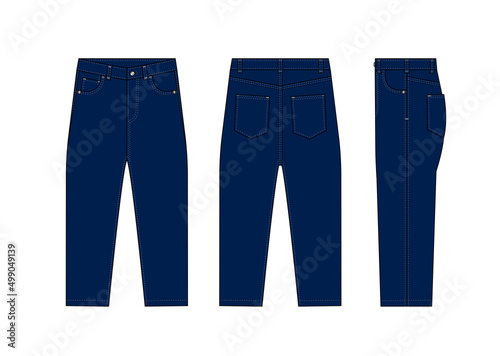 Loose jeans pants vector template illustration | blue