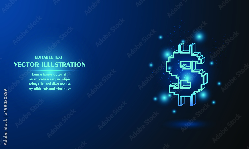 Glow dollar on blue abstract background simple blue background Starlight background Glow dollar on blue abstract background simple blue background Starlight background