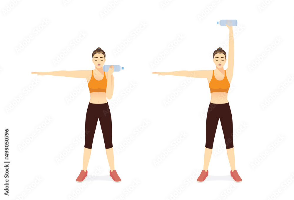 Sport Women doing Fitness in Single Arm Overhead Press posture with