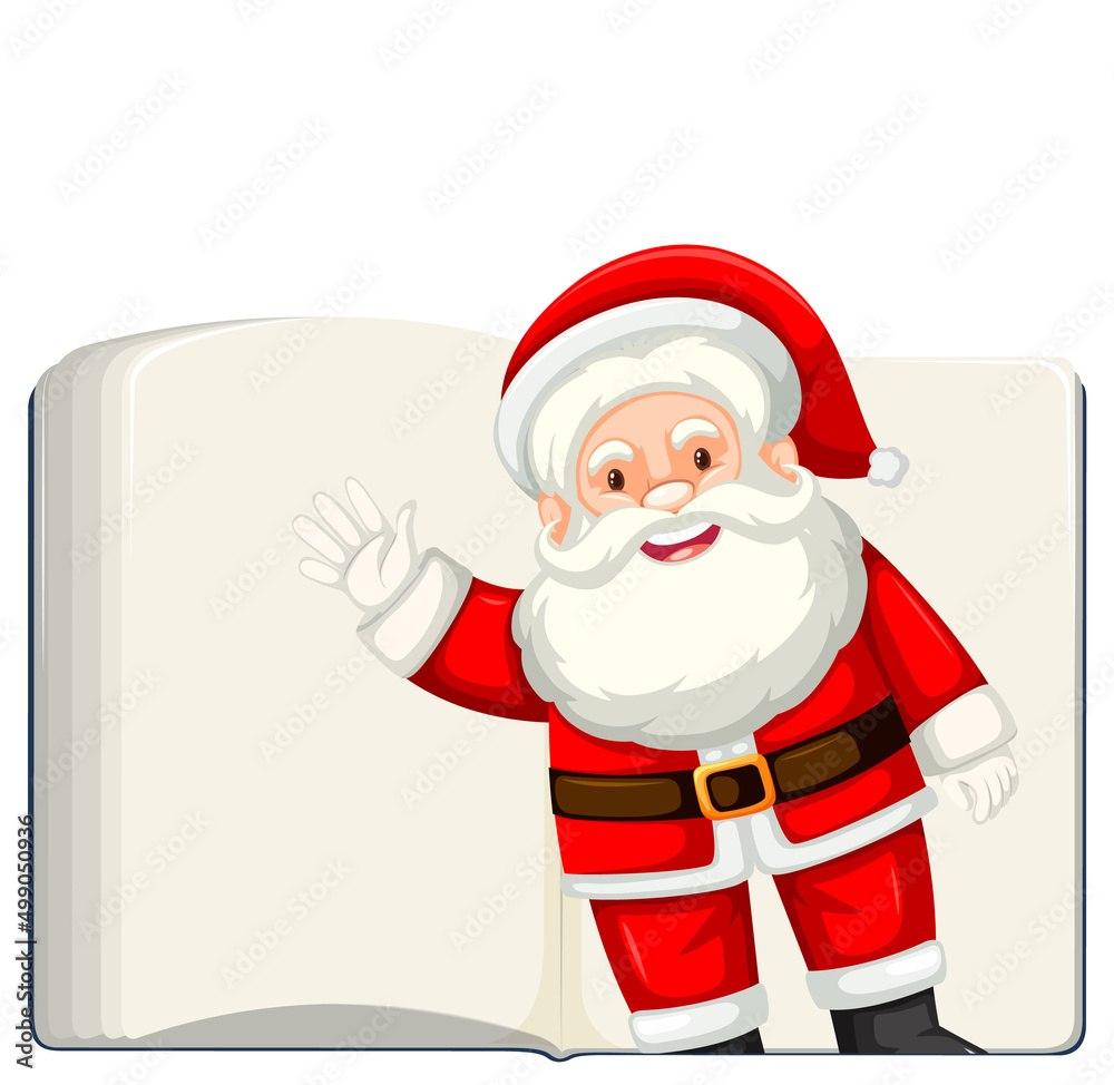 Naklejka premium Opened blank book with Santa Claus