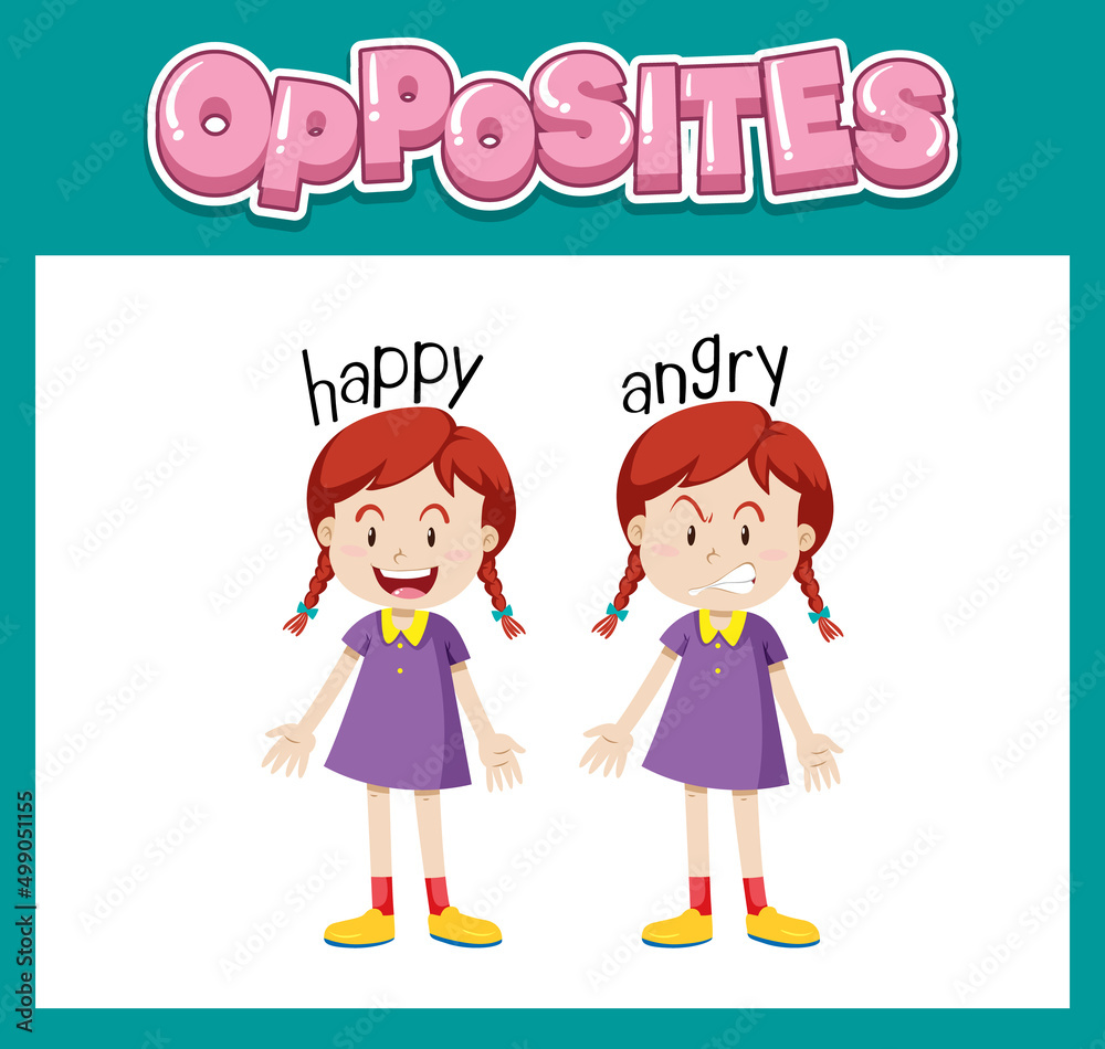 Opposite English words with happy and angry Opposite English words with happy and angry