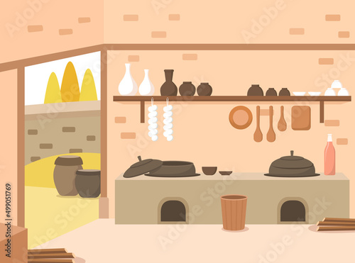 Vector illustration of Jubang, Korean traditional kitchen