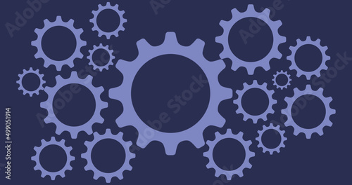 Blue cartoon gears on geometric background for art design
