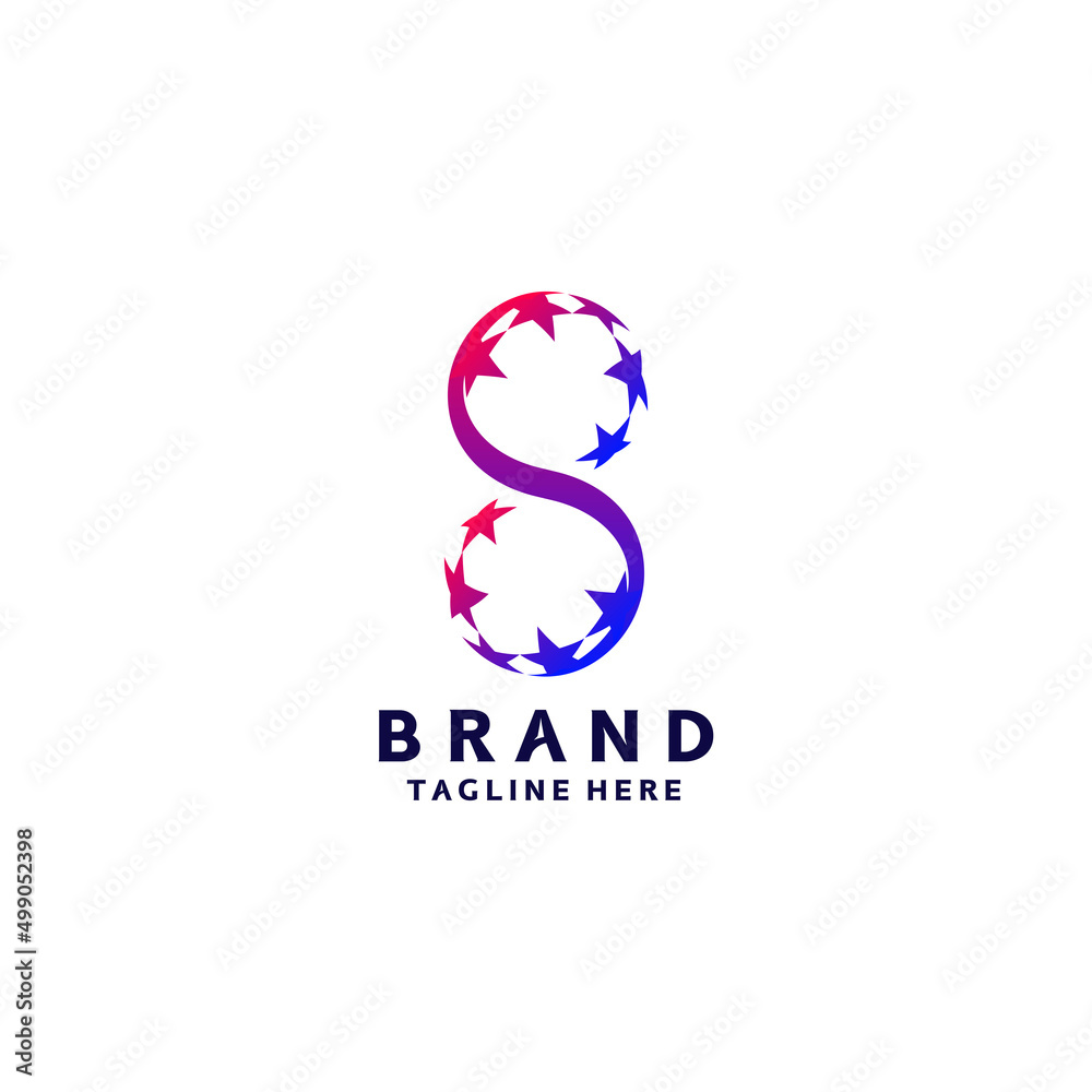 Letter S Logo Design with Star Accent. Unique Letter S Logo Design with stars rotating around it. Letter S Logo Design with Star Accent. Unique Letter S Logo Design with stars rotating around it.