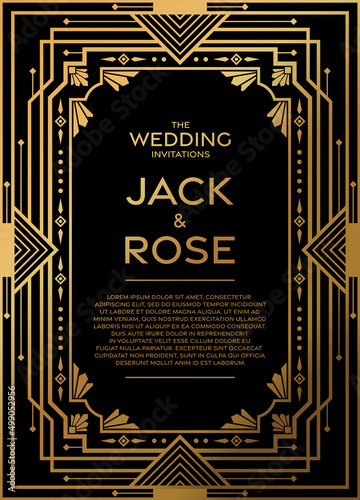 Gatsby card greetings template art deco geometric vintage frame