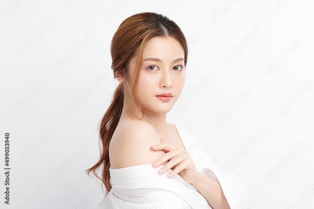 Beautiful young asian woman with clean fresh skin on white background, Face care, Facial treatment, Cosmetology, beauty and spa, Asian women portrait. Beautiful young asian woman with clean fresh skin on white background, Face care, Facial treatment, Cosmetology, beauty and spa, Asian women portrait.