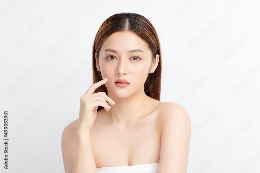 Beautiful young asian woman with clean fresh skin on white background, Face care, Facial treatment, Cosmetology, beauty and spa, Asian women portrait. Beautiful young asian woman with clean fresh skin on white background, Face care, Facial treatment, Cosmetology, beauty and spa, Asian women portrait.