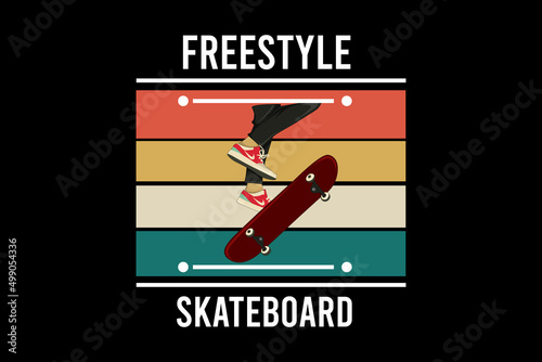 Freestyle skateboard retro vintage landscape design