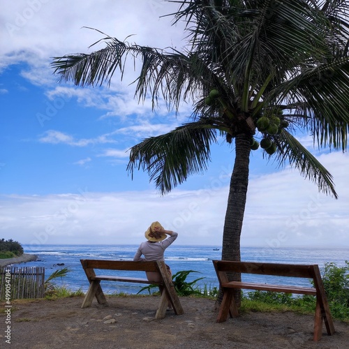 Cape Coffee, Taitung, overlooking the beautiful coastline of Taitung, Taiwan photo