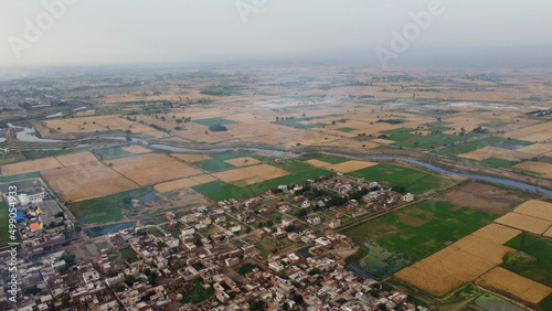 Beautiful Aerial view of Kala Shah Kako Village Punjab Pakistan photo