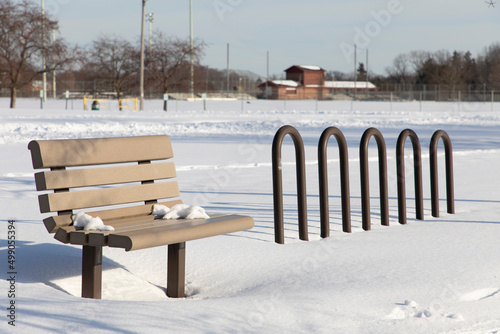 bench in the snow
