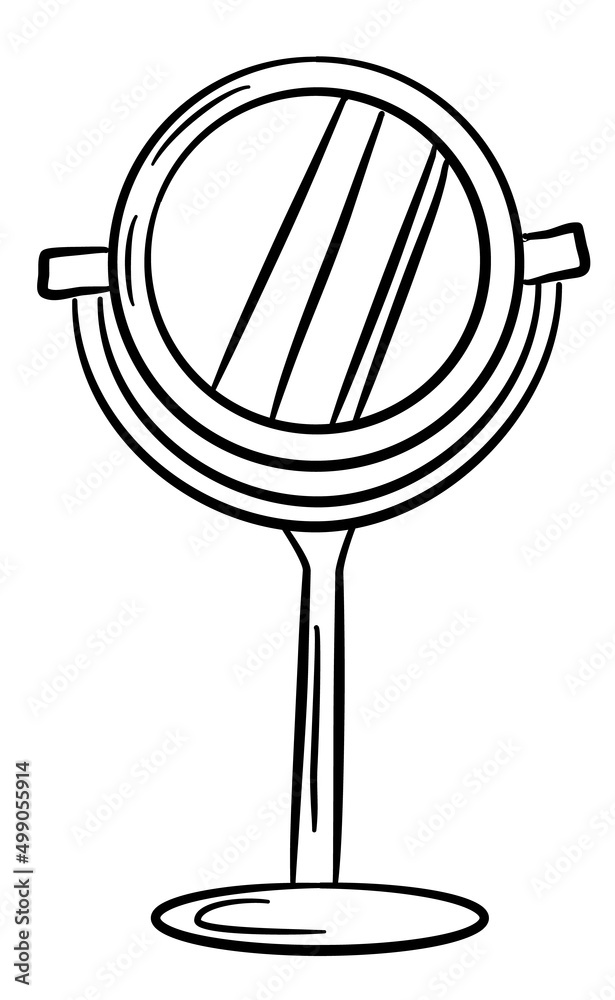 Hand-Drawn cosmetics mirror. Doodle vector illustration. Make up Hand-Drawn cosmetics mirror. Doodle vector illustration. Make up