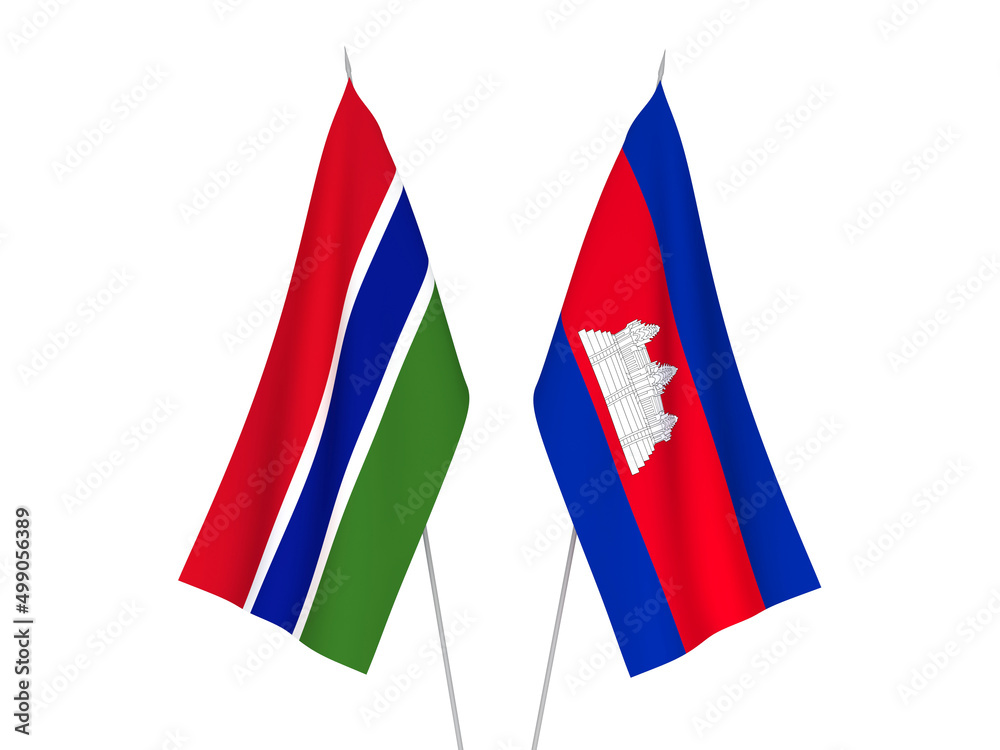 Republic of Gambia and Kingdom of Cambodia flags