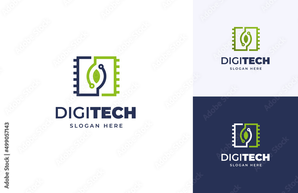 Green tech data leaf circuit vector logo design, Modern digital innovation chip board logo design Green tech data leaf circuit vector logo design, Modern digital innovation chip board logo design