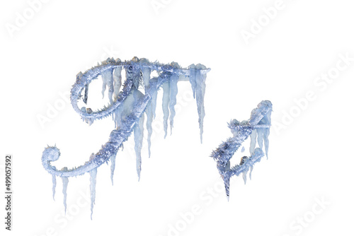 ice letter T, 3D rendering