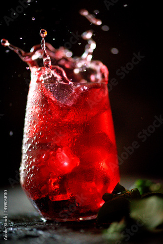 Splashed red fruit juice