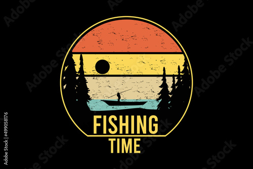 Fishing time retro vintage landscape