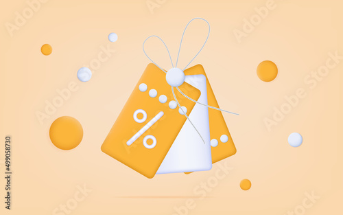 3D voucher, coupon or ticket. Vector sale banner or discount background. Loyalty and gifts program for customers, lucky present offer. Favorable offer or advertisement, benefit concept. Free coupon 3D