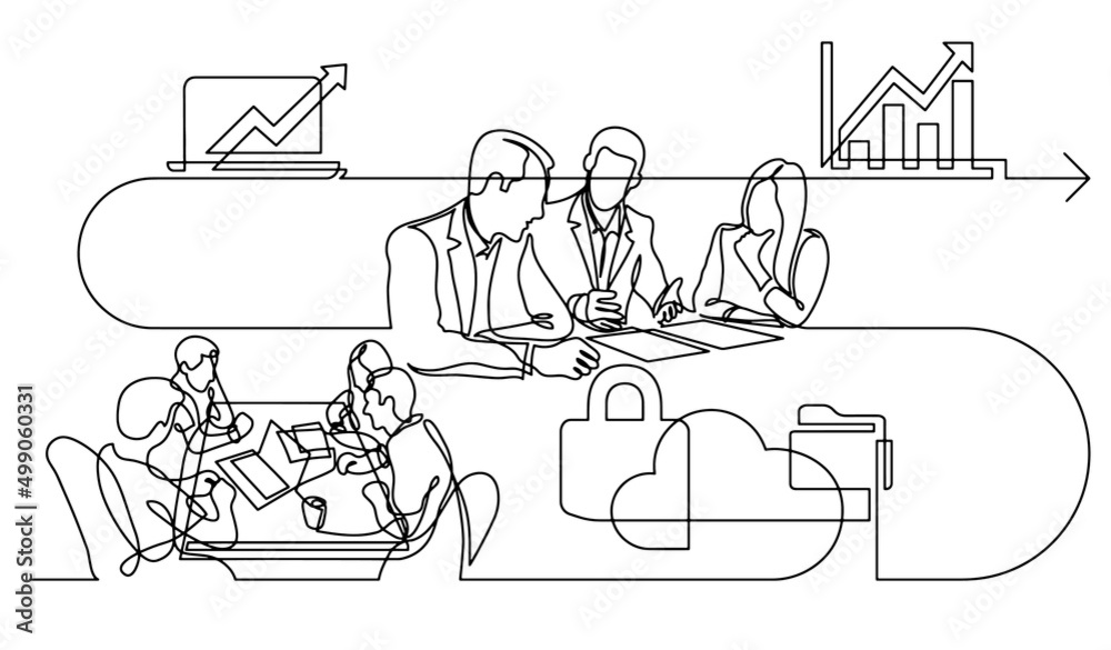 business concept continuous line drawing illustration of work process in vector format business concept continuous line drawing illustration of work process in vector format
