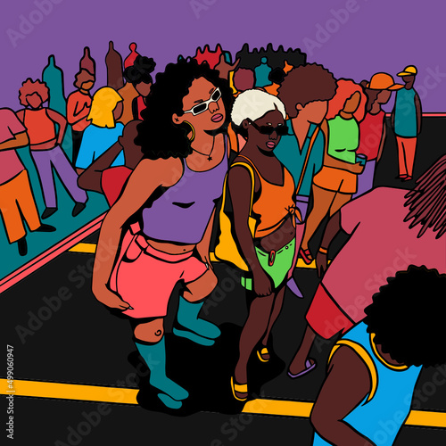 Friends at party on the street (Baile Funk)