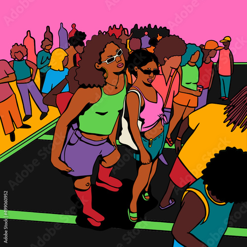 Friends at party on the street (Baile Funk)
