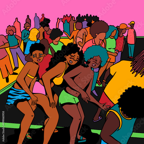 Friends dancing at party on the street (Baile Funk)