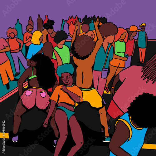 Friends dancing at party on the street (Baile Funk)