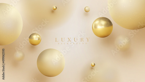 Fotografia Luxury background with 3d golden ball and blur effect element with glitter light decoration