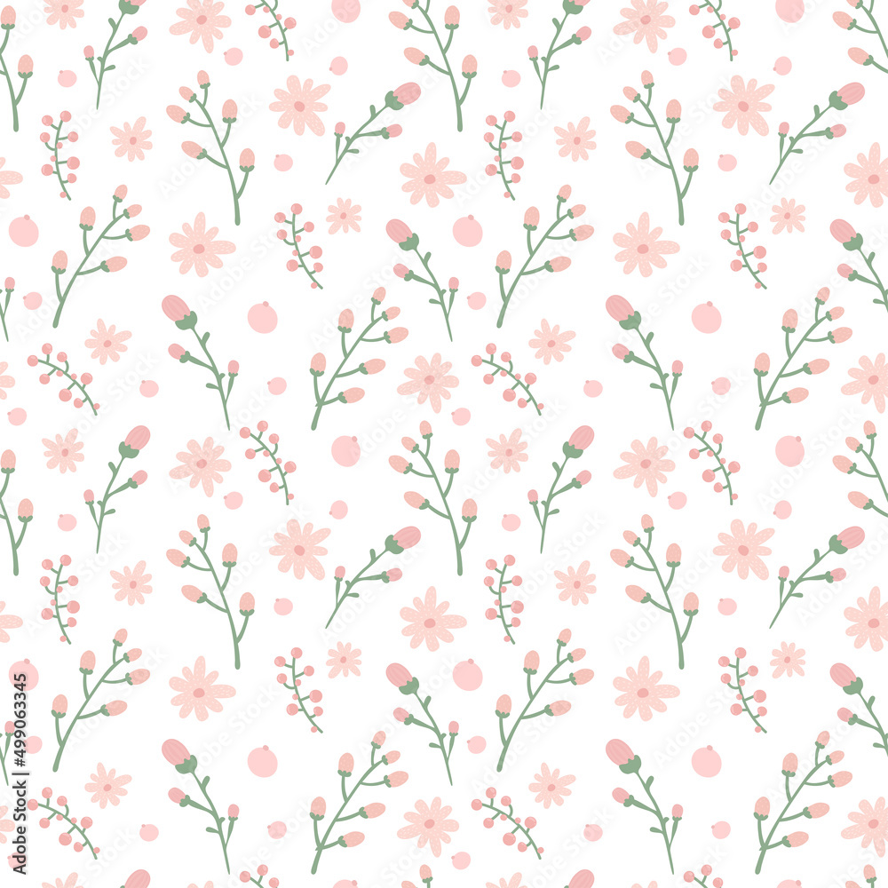 Floral pattern. Pretty flowers on white background. Printing with small pink flowers. Ditsy print. Cute elegant flower template for fashionable printers Floral pattern. Pretty flowers on white background. Printing with small pink flowers. Ditsy print. Cute elegant flower template for fashionable printers