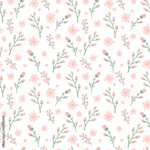 Floral pattern. Pretty flowers on white background. Printing with small pink flowers. Ditsy print. Cute elegant flower template for fashionable printers