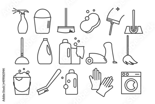 cleaning equipment icon set cleaner services toilet an washing machine icon vector icon illustration sign 