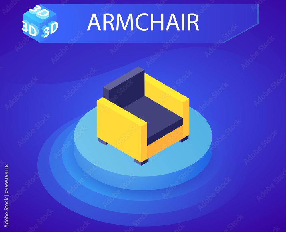 Armchair isometric design icon. Vector web illustration. 3d colorful concept Armchair isometric design icon. Vector web illustration. 3d colorful concept