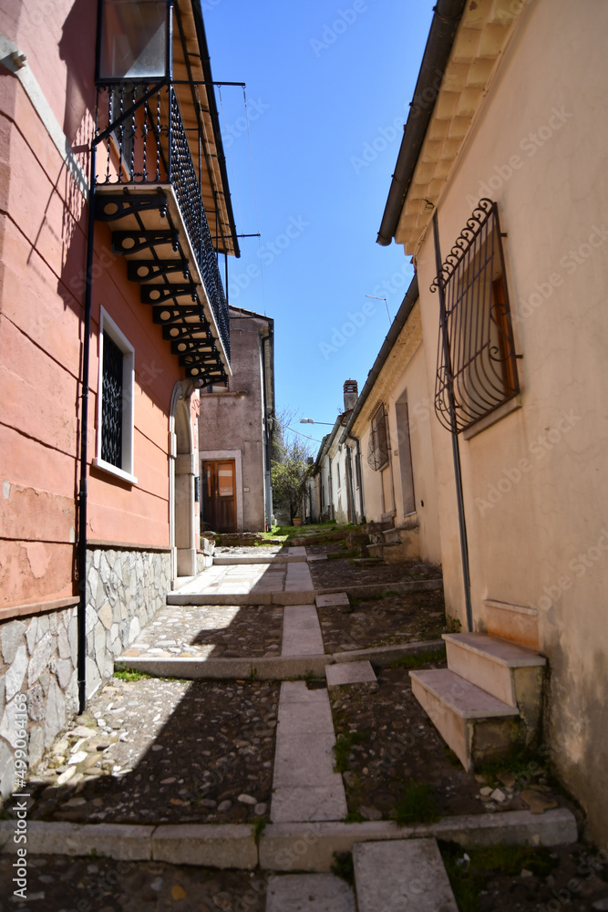 Fototapeta premium A narrow street in Bisaccia, a small village in the province of Avellino, Italy.