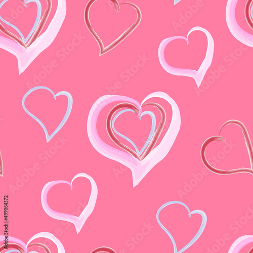 Seamless pattern, contours of hearts. Romantic design