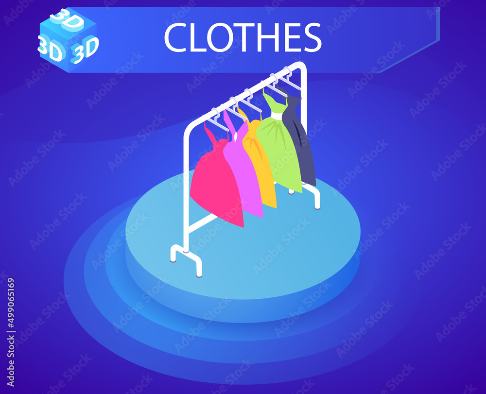 Clothes isometric design icon. Vector web illustration. 3d colorful concept