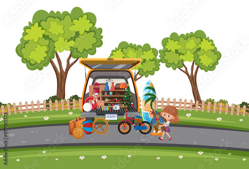 Girl buying toys in the park