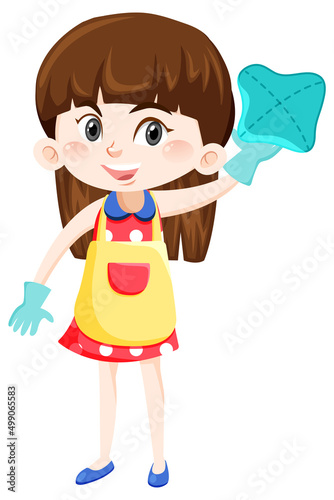 Housekeeper girl cartoon character