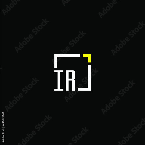 IR initial monogram logo with square style design