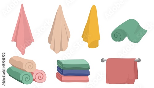 Cloth bath towel. Cartoon washcloth. Vector fabric shower illustration