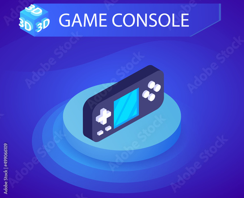 Game console isometric design icon. Vector web illustration. 3d colorful concept