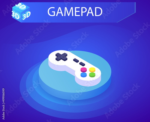 Gamepad isometric design icon. Vector web illustration. 3d colorful concept