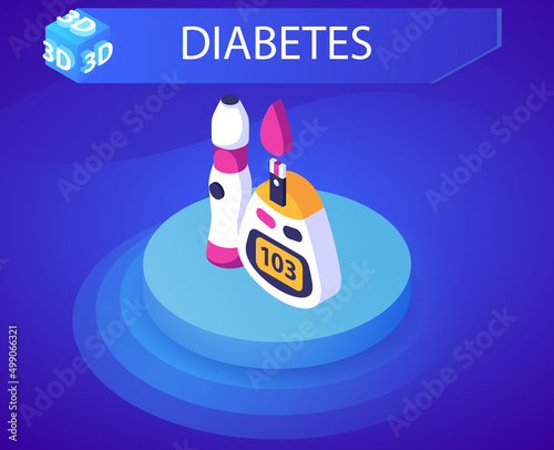 Glucometer lancet isometric design icon. Vector web illustration. 3d colorful concept