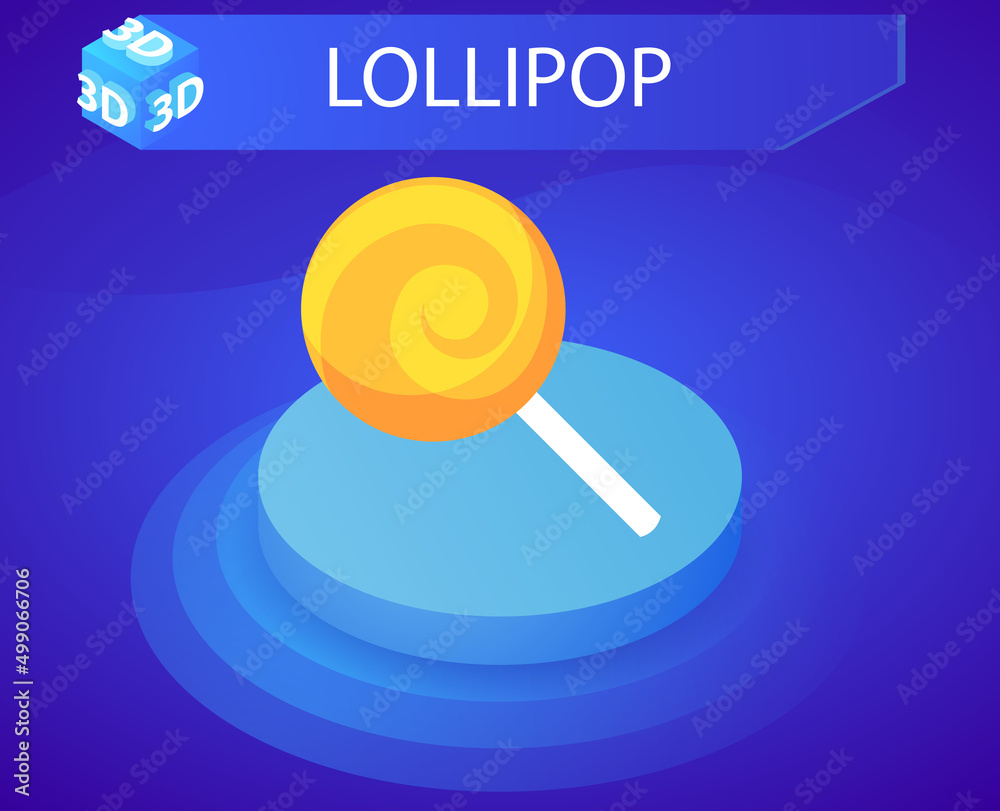Lollipop isometric design icon. Vector web illustration. 3d colorful concept Lollipop isometric design icon. Vector web illustration. 3d colorful concept