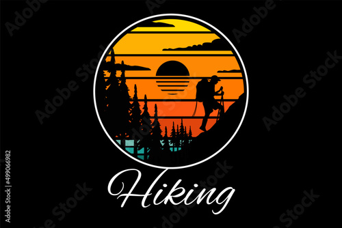 Hiking retro vintage landscape