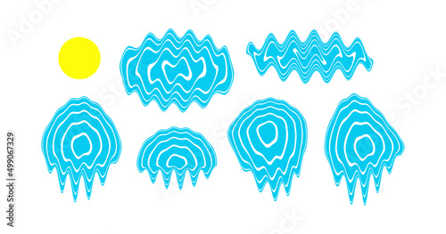 Abstract melted liquid shape. Melting circle made of distorted lines. Psychedelic stripes. Vector illustration for brochure, flyer, card, banner or cover.